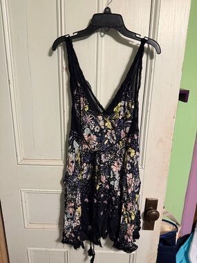 Free People Black Floral Slip Dress